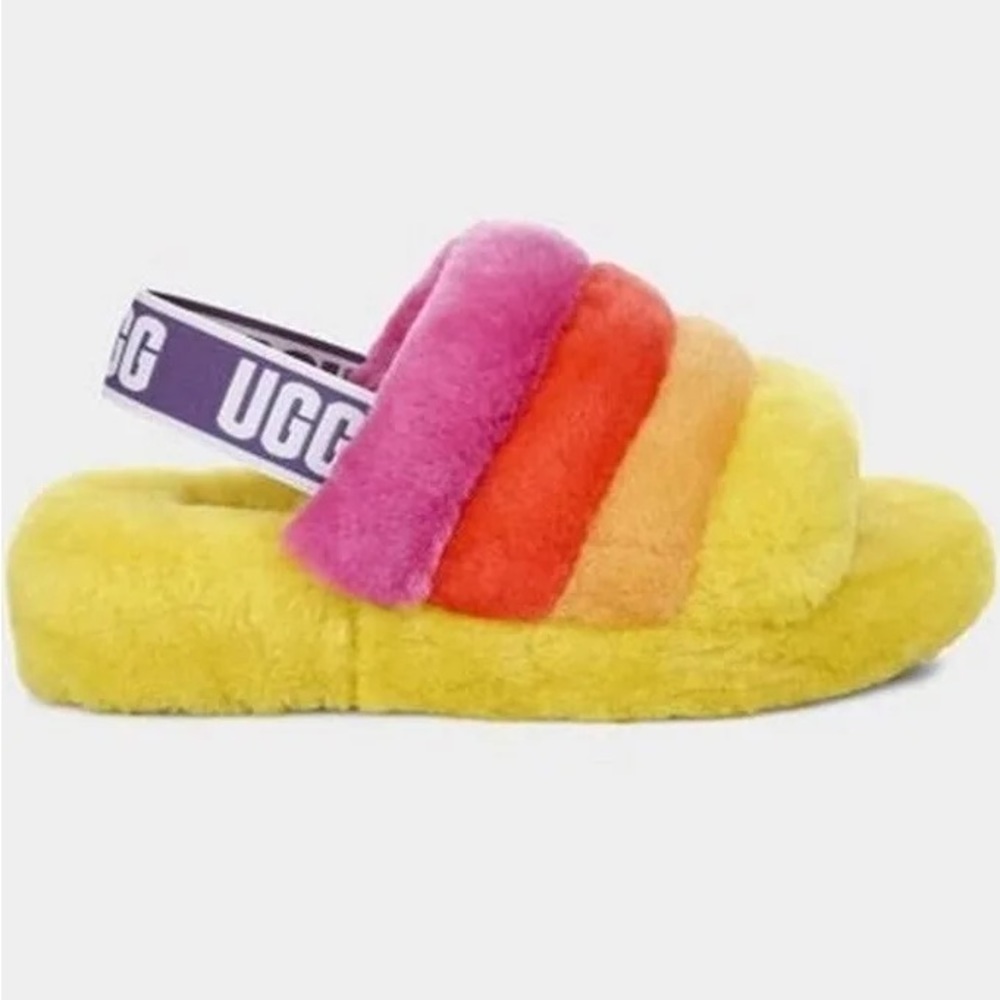 Rainbow Ugg Fluff Yea Womens Sandal size 9